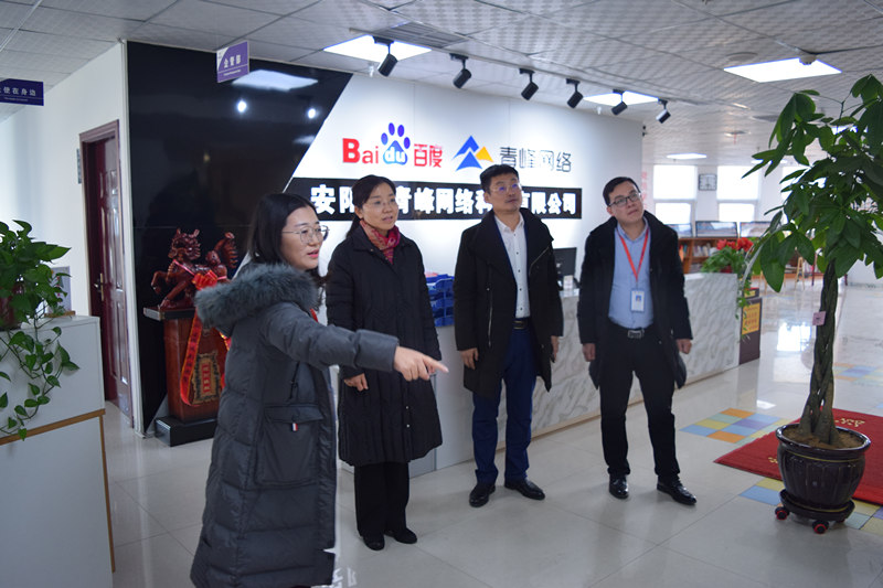 中共河南省委網(wǎng)信辦社評(píng)處處長(zhǎng)李麗同志，中共安陽市委網(wǎng)信辦副主任、市互聯(lián)網(wǎng)行業(yè)黨委書記王曉萌同志蒞臨安陽青峰網(wǎng)絡(luò)參觀指導(dǎo)！